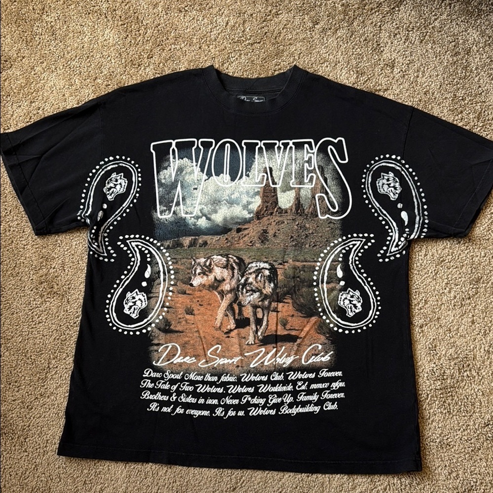 Darc Sport Tale of Two Wolves Paisley Graphic T Shirt Black